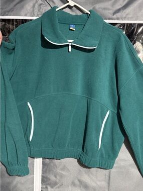 Old Navy Forest Green Quarter-Zip Fleece Pullover Medium Tall